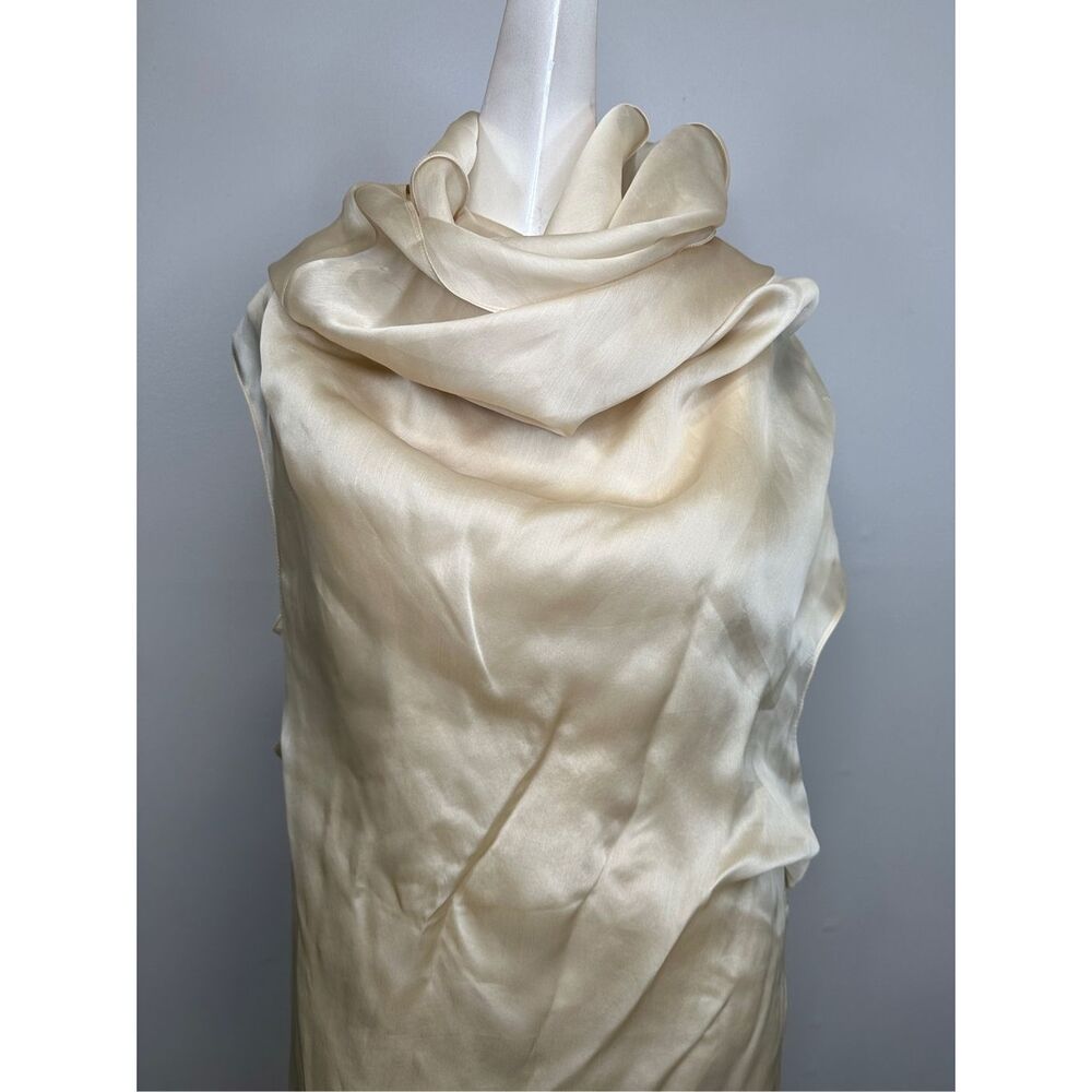 A.W.A.K.E. Mode Tuxedo Silk Gathered Cocktail Dress in champagne US10 $1015 - Picture 5 of 10